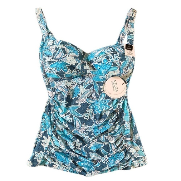 NWT Azura Australia Somerville Singlet Tankini Top Swimsuit Blue - Picture 1 of 6